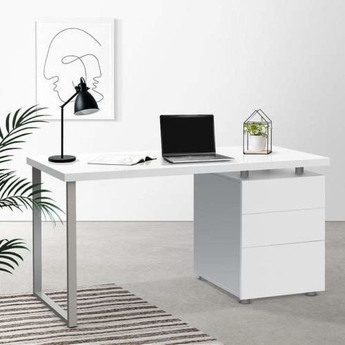 Artiss Metal Desk With 3 Drawers - White