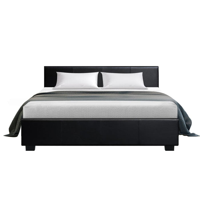 Artiss Nino Bed Frame Pu Leather - Black Queen