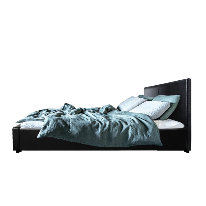 Artiss Nino Bed Frame Pu Leather - Black Queen