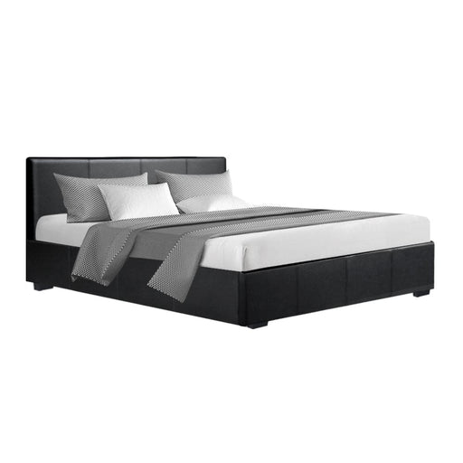 Artiss Nino Bed Frame Pu Leather - Black Queen