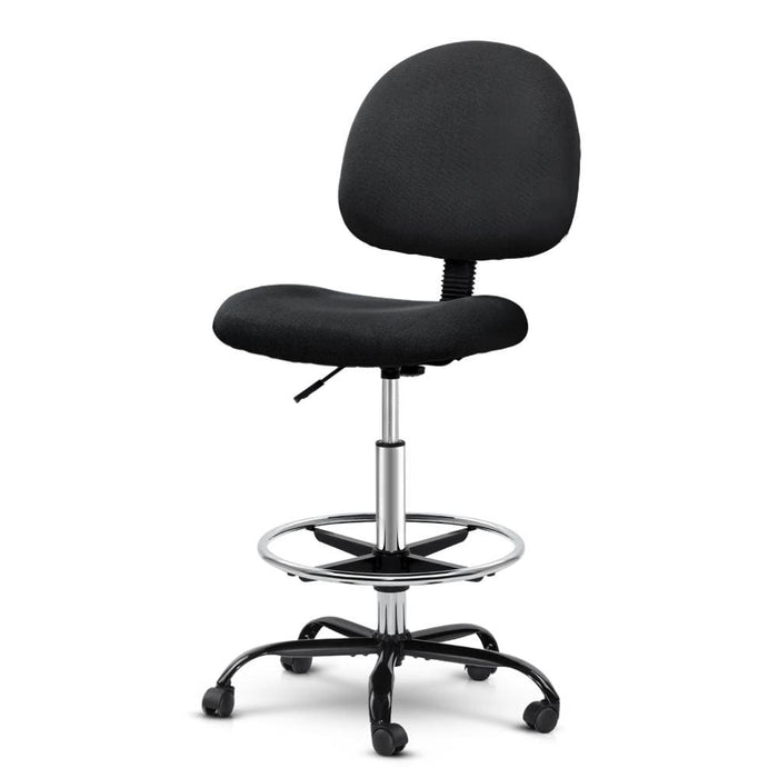 Artiss Office Chair Veer Drafting Stool Fabric Chairs Black