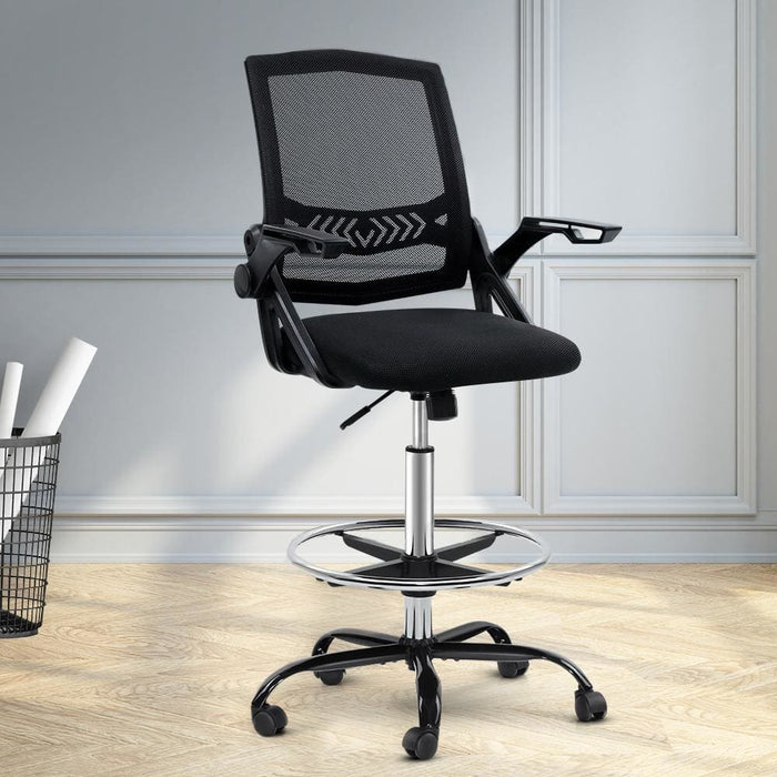 Artiss Office Chair Veer Drafting Stool Mesh Chairs Flip Up