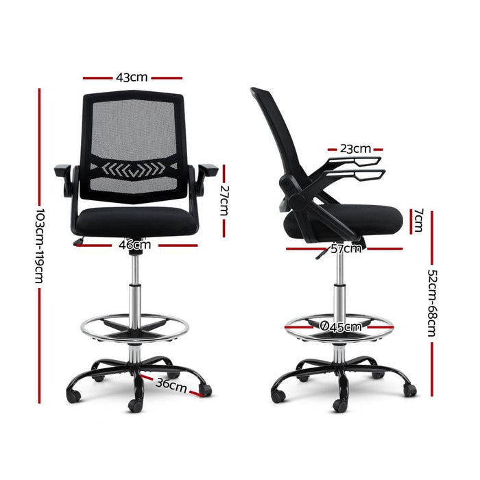 Artiss Office Chair Veer Drafting Stool Mesh Chairs Flip Up