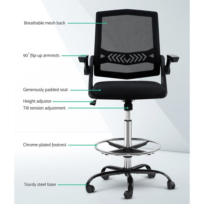 Artiss Office Chair Veer Drafting Stool Mesh Chairs Flip Up