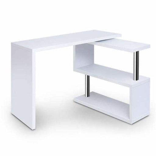 Artiss Rotary Corner Desk With Bookshelf - White