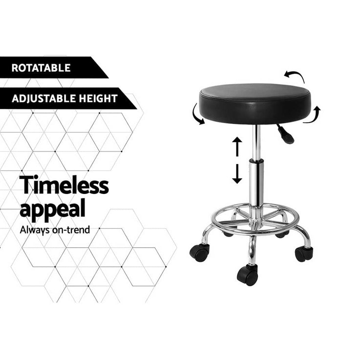 Goslash Picks Artiss Round Salon Stool Black Pu Swivel