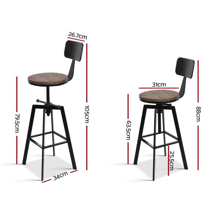 Artiss Rustic Industrial Style Metal Bar Stool - Black