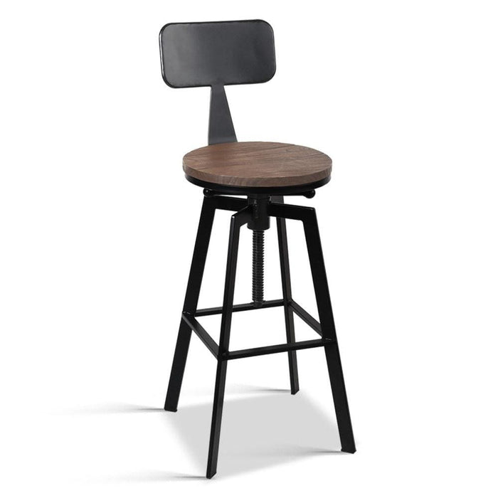 Artiss Rustic Industrial Style Metal Bar Stool - Black