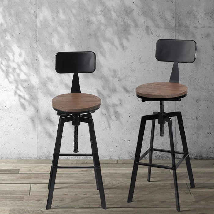 Artiss Rustic Industrial Style Metal Bar Stool - Black