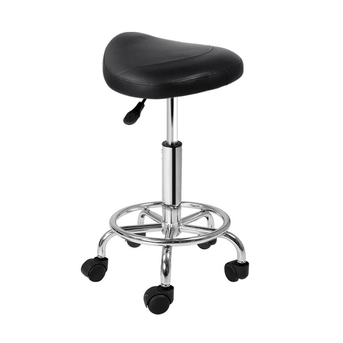 Goslash Picks Artiss Saddle Salon Stool Black Pu Swivel