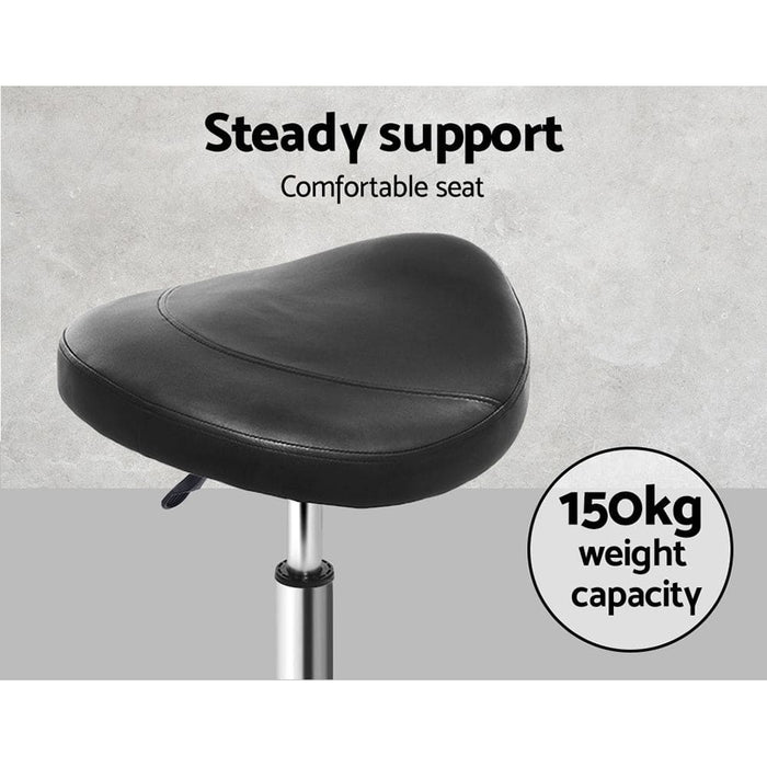 Goslash Picks Artiss Saddle Salon Stool Black Pu Swivel