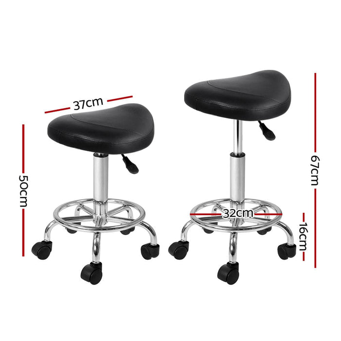 Goslash Picks Artiss Saddle Salon Stool Black Pu Swivel