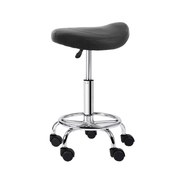 Goslash Picks Artiss Saddle Salon Stool Black Pu Swivel