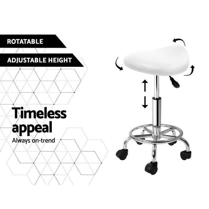 Goslash Picks Artiss Saddle Salon Stool White Pu Swivel