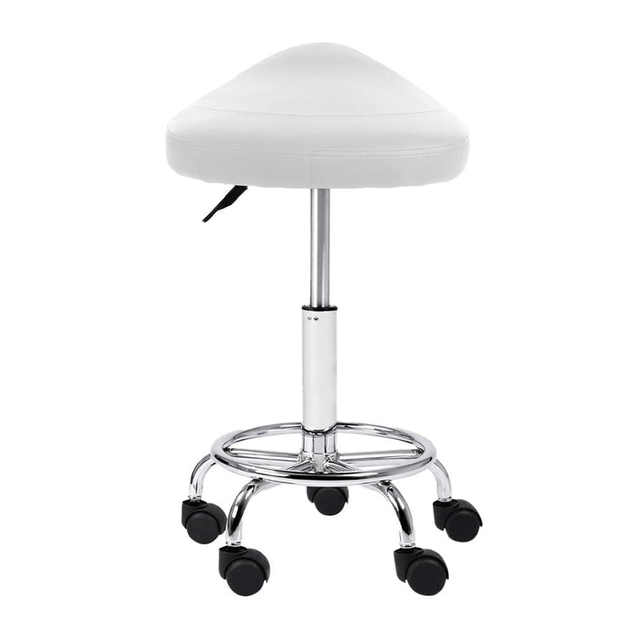 Goslash Picks Artiss Saddle Salon Stool White Pu Swivel