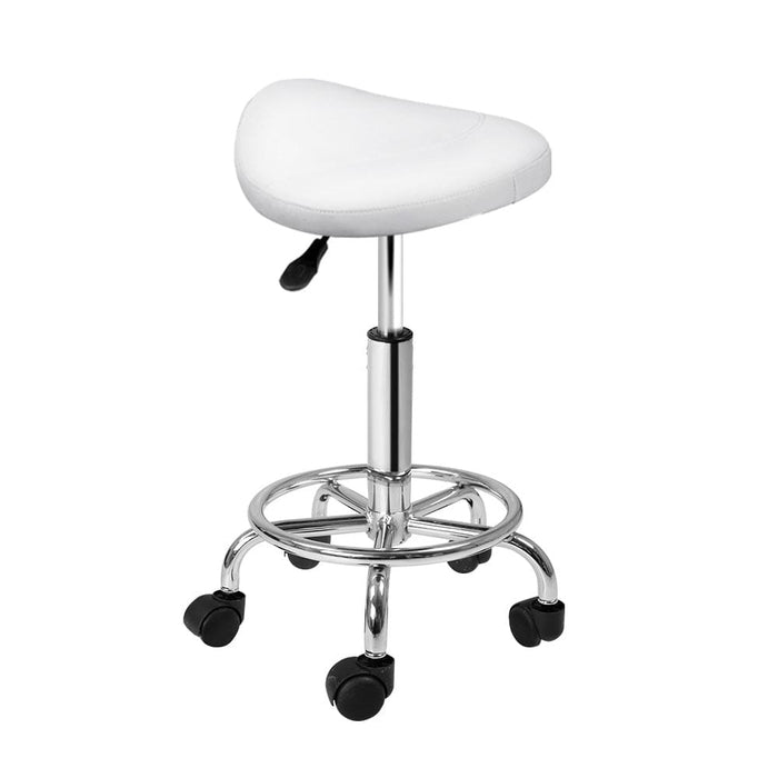 Goslash Picks Artiss Saddle Salon Stool White Pu Swivel