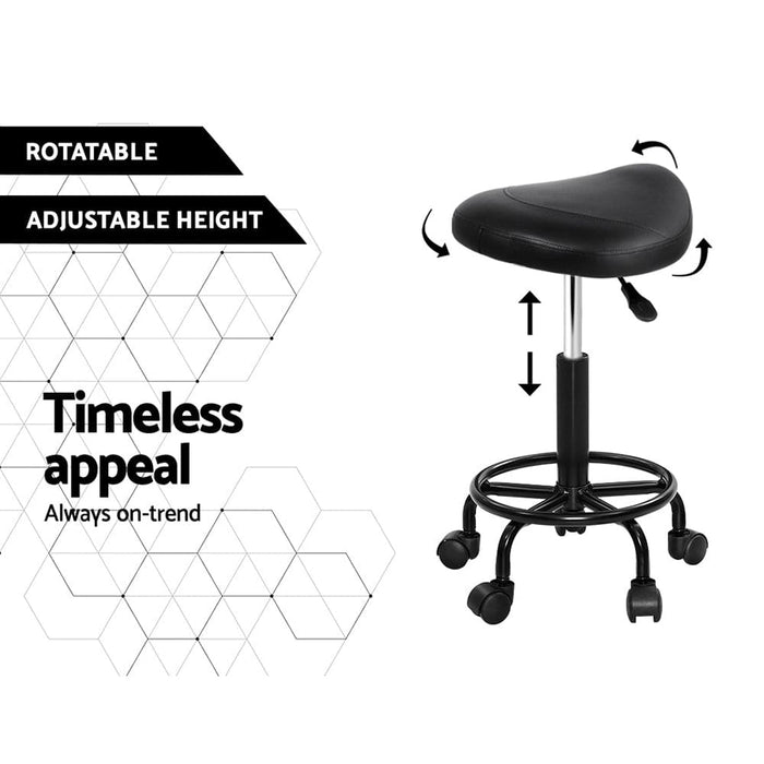 Goslash Picks Artiss Saddle Stool Salon Chair Black Swivel