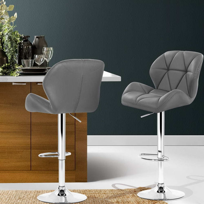 Artiss Set Of 2 Kitchen Bar Stools - Grey And Chrome