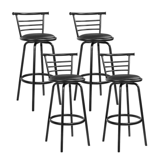 Artiss Set Of 4 Pu Leather Bar Stools - Black And Steel