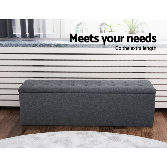 Artiss Storage Ottoman Blanket Box Linen Foot Stool Rest