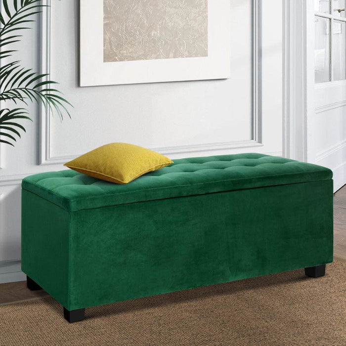 Artiss Storage Ottoman Blanket Box Velvet Foot Stool Rest