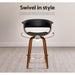 Artiss Swivel Pu Leather Bar Stool - Wood And Black