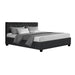 Artiss Vila Bed Frame Fabric Gas Lift Storage - Charcoal