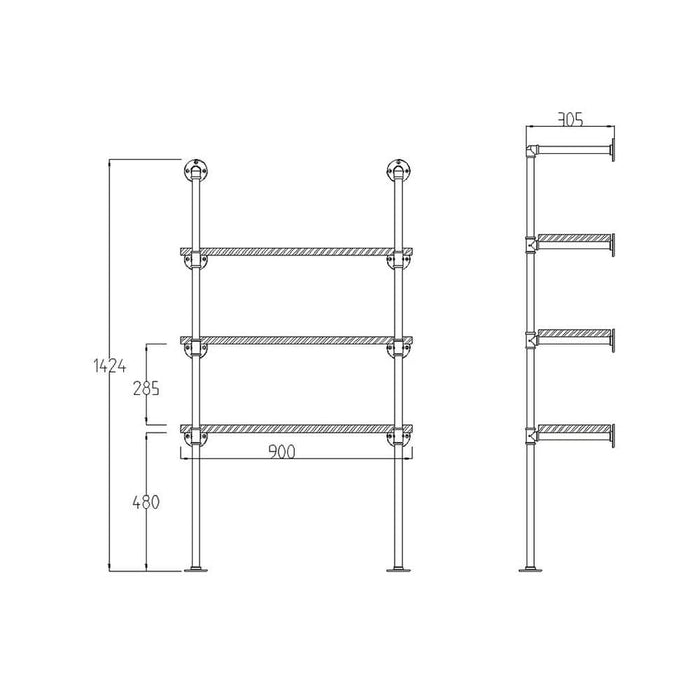 Artiss Wall Display Shelves Industrial Bookshelf Diy Pipe