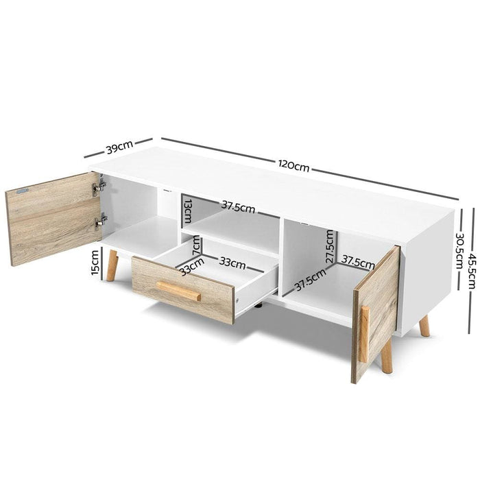 Artiss Wooden Entertainment Unit - White & Wood