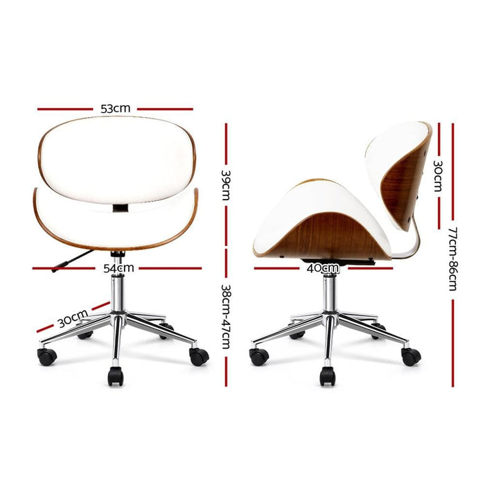 Artiss Wooden & Pu Leather Office Desk Chair - White