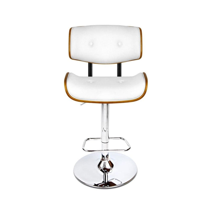 Artiss Wooden Gas Lift Bar Stool - White And Chrome