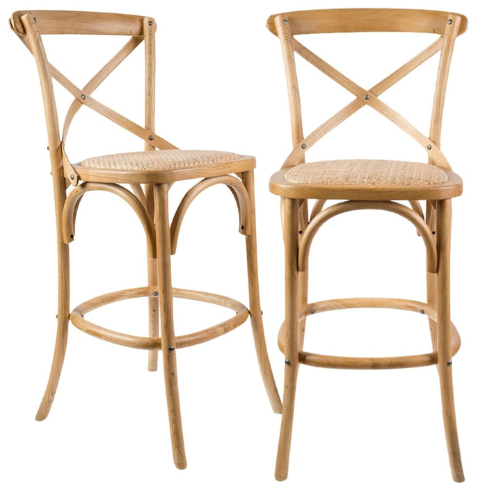 Aster 2pc Crossback Bar Stools Dining Chair Solid Birch