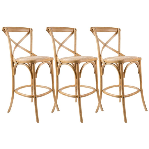 Aster 3pc Crossback Bar Stools Dining Chair Solid Birch