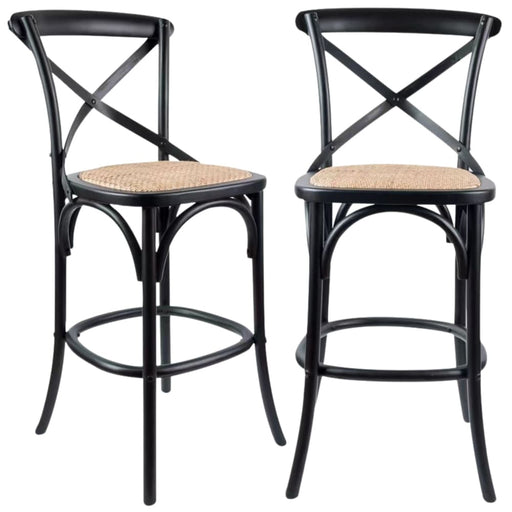 Aster 2pc Crossback Bar Stools Dining Chair Solid Birch