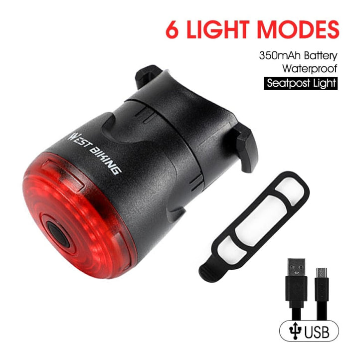 Auto Brake Sensing Waterproof Led Smart Bicycle Light