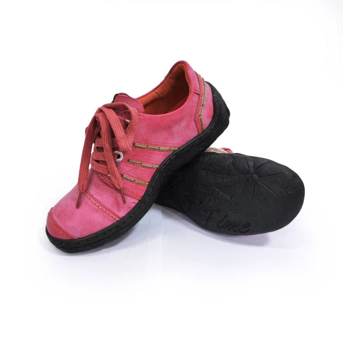 Autumn Hand Stitching Leather Solid Colour Womens Sneaker