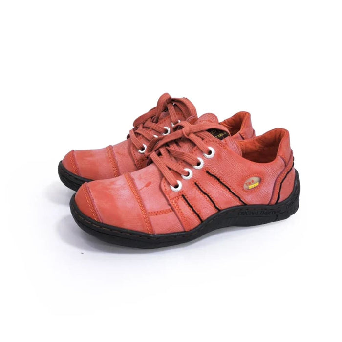 Autumn Hand Stitching Leather Solid Colour Womens Sneaker