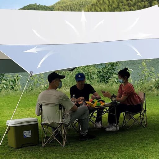 Awning Waterproof Tarp Tent Sun Shade Garden Canopy & Poles