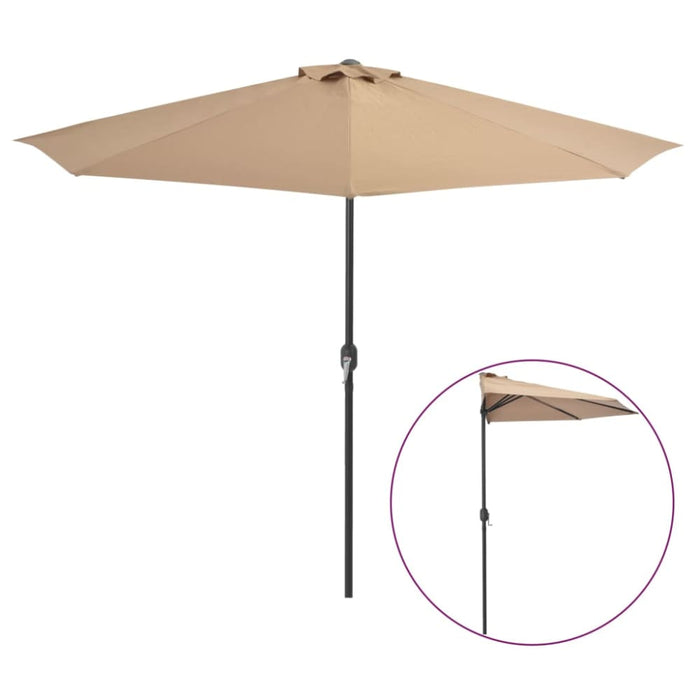 Balcony Parasol With Aluminium Pole Taupe 300x150 Cm Half