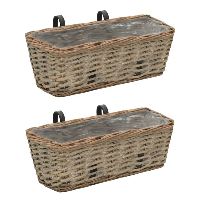 Balcony Planter 2 Pcs Wicker With Pe Lining 40 Cm Xalnxn