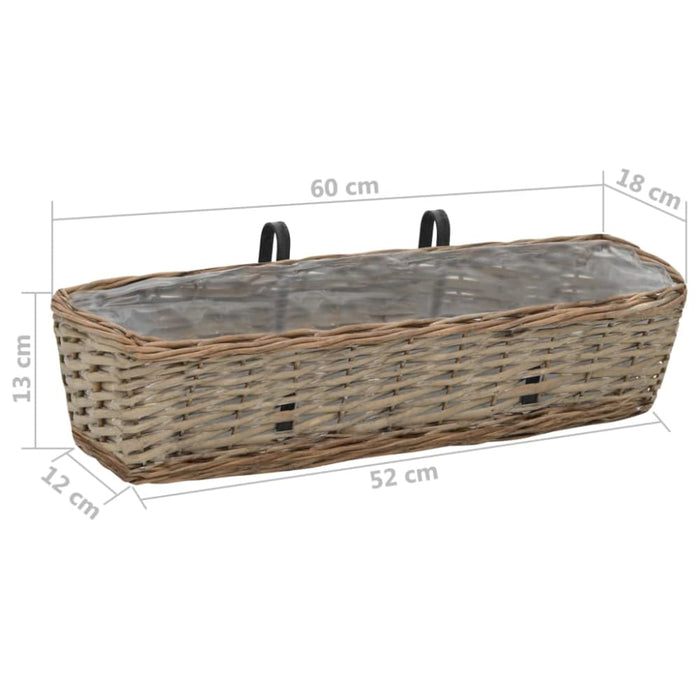 Balcony Planter 2 Pcs Wicker With Pe Lining 60 Cm Xalnxk