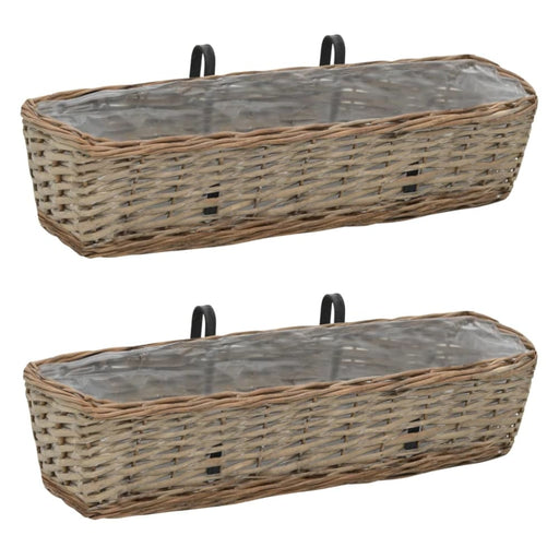 Balcony Planter 2 Pcs Wicker With Pe Lining 60 Cm Xalnxk