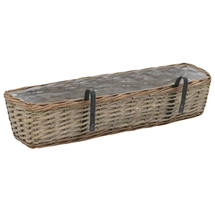 Balcony Planter 2 Pcs Wicker With Pe Lining 80 Cm Xnilax