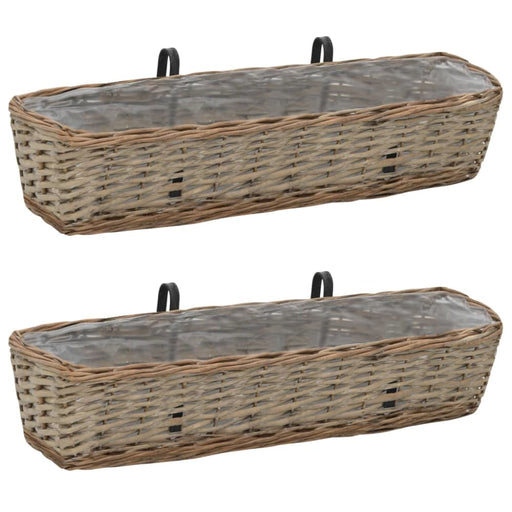 Balcony Planter 2 Pcs Wicker With Pe Lining 80 Cm Xnilax