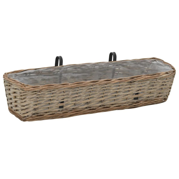 Balcony Planter 2 Pcs Wicker With Pe Lining 80 Cm Xnilax