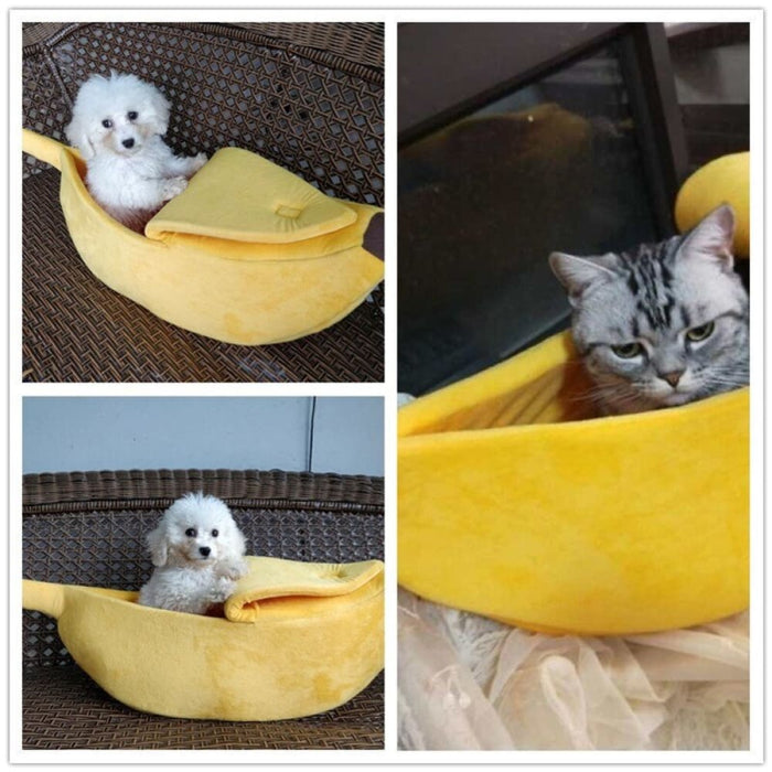 Banana Shape Warm Short Plush Soft Cozy Pet House For Dogs