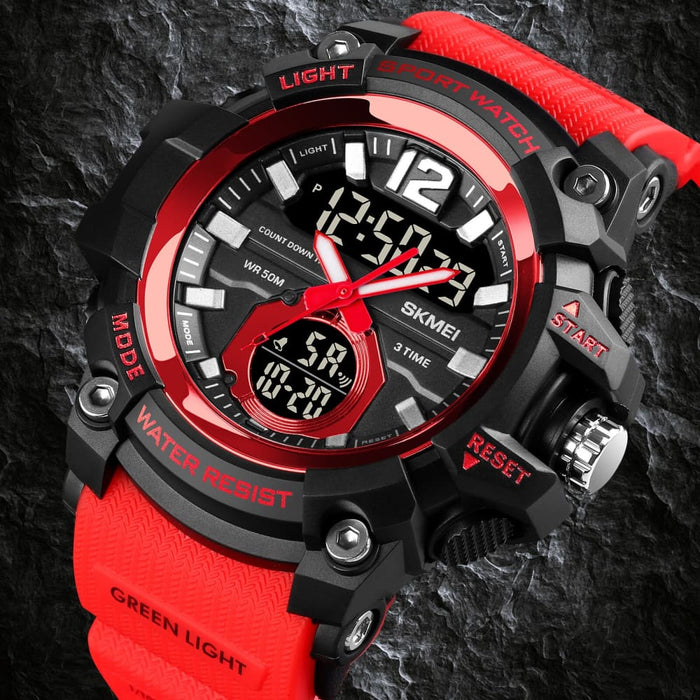 Pu Band Dual Display Sport Wrist Watch