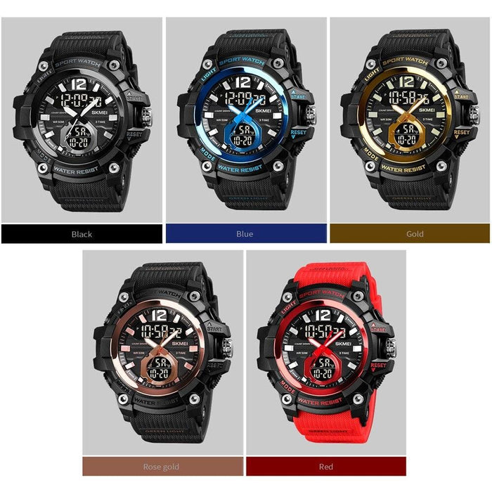 Pu Band Dual Display Sport Wrist Watch