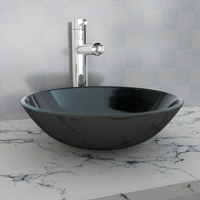 Basin Tempered Glass 42 Cm Black Oaxxto