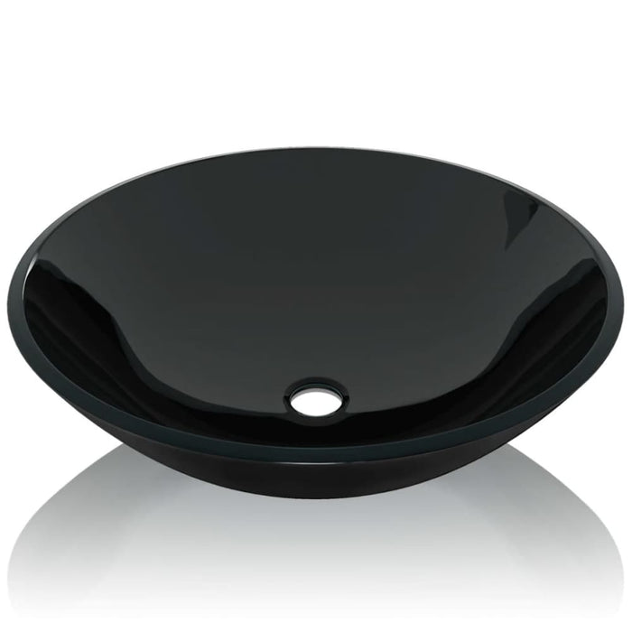 Basin Tempered Glass 42 Cm Black Oaxxto